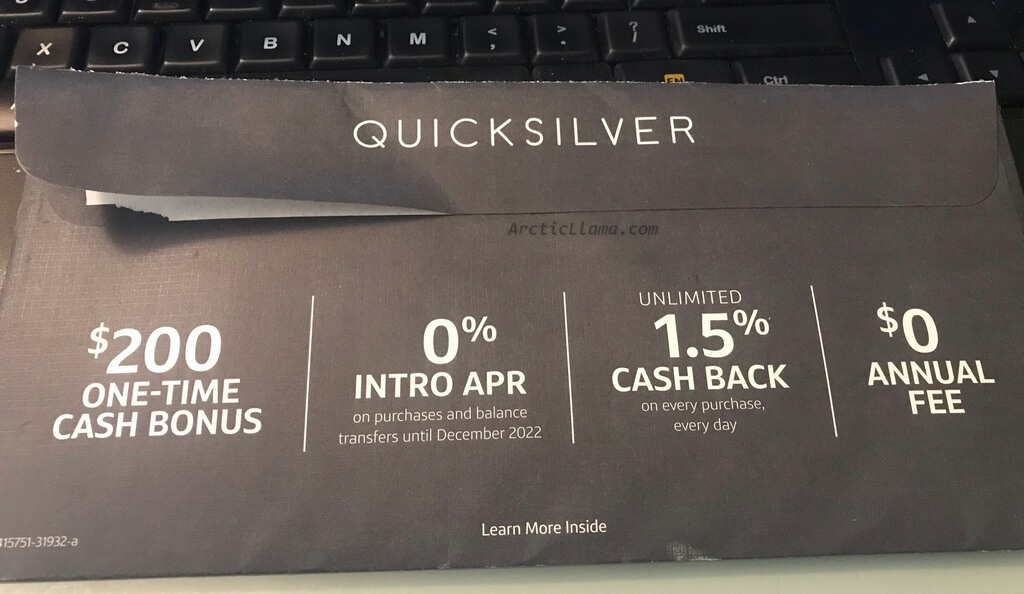 capital one quicksilver card offer